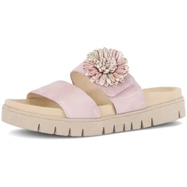 Gabor Pantolette GABOR, Damen, Gr. 41, rosé, Veloursleder, unifarben, Schuhe Pantolette, Plateau, Sommerschuh, Schlupfschuh mit Bast-Zierblüte