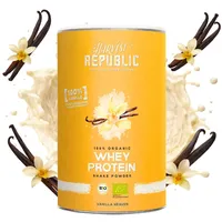 HARVEST REPUBLIC Bio Whey Protein Pulver Vanille | 320 g Eiweiß Proteinpulver aus Molke | Molkenproteine für Muskelaufbau | bis zu 22 g Protein pro Portion | Bio Proteinpulver ohne Zusatzstoffe