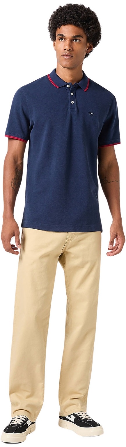 Wrangler Polo Shirt in Dunkelblau mit Drei-Knopfleiste-S