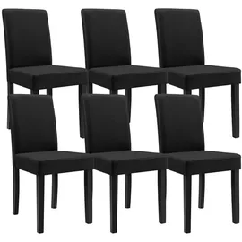 [en.casa] Esstisch Eiche weiß mit 6 Stühlen schwarz Kunstleder gepolstert 140x90 Essgruppe Esszimmer