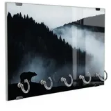 DEQORI Schlüsselbrett 'Nebel über dem Revier', (1 St), Schlüsselhalter Schlüssel Haken Schlüsselboard modern Schlüsselleiste grau|schwarz