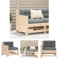 Gartensofa mit Armlehne und Kissen Massivholz Kiefer - Gartensofas - Braun - The Living Store