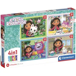 Puzzle CLEMENTONI "Supercolor, Gabby's Puppenhaus - 4 Puzzles", bunt, Puzzles, KinderB:19cm H:14cm, Made in Europe, B:19cm H:14cm