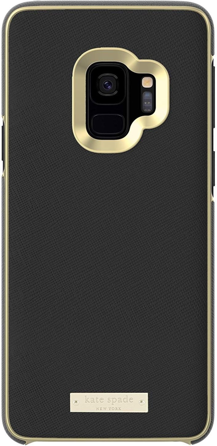 Kate Spade New York Schutzhülle für Samsung Galaxy S9, Saffiano Schwarz/Gold-Logo