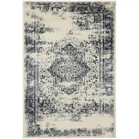 benuta Basic Teppich Suki - Creme/Blau 60x120 cm - Kunstfaser - Rechteckig, & im Style: Vintage, Orient Style - pflegeleicht, für Wohnzimmer Schlafzimmer