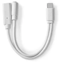 Nedis USB-C Adapter USB 2.0 Stecker Buchse 3.5 mm Buchse - 0.10 m - Rund - Vernickelt - PVC - Weiss - Box