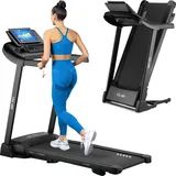 gymtek Gymtek® Laufband für Zuhause, Walking Pad, Treadmill - bis 130 kg, 14 km/h - Klappbar, 15 Trainingsprogramme, LCD-Display - Fitness, Home Gym - Schwarz