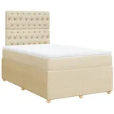 vidaXL Boxspringbett mit Matratze Creme 120x190 cm Stoff