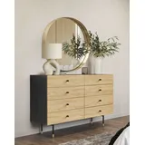 WoodMan Kommode WOODMAN "Jugend", eiche, schwarz, B:130cm H:87cm T:44cm, FSC-zertifizierter Holzwerkstoff, Sideboards, Kommode, Echtholzfurnier aus Eiche, in 2 Breiten, mit Schubladen, Metallfüße