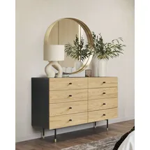 WoodMan Kommode WOODMAN "Jugend", eiche, schwarz, B:130cm H:87cm T:44cm, FSC-zertifizierter Holzwerkstoff, Sideboards, Kommode, Echtholzfurnier aus Eiche, in 2 Breiten, mit Schubladen, Metallfüße