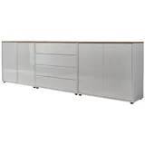 BMG Möbel Sideboard Mailand Set 5 Weiß/Eiche