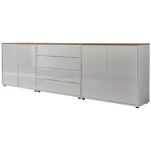 BMG Möbel Sideboard Mailand Set 5 Weiß/Eiche
