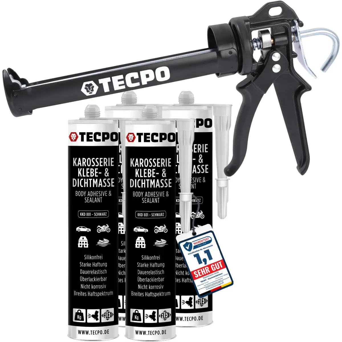4x TECPO KKD 801 Karosserie Klebe- und Dichtmasse, 370g +...