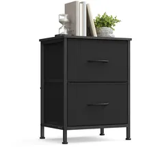 Songmics Nachtschrank mit 2 Stoffschubladen 0 x 0 x 0 cm Tintenschwarz/Ebenholzschwarz