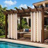 OEM 2er-set Transparente Leinen-outdoor-vorhänge 132 X 244 Cm – Wetterfest Boho-stil für Balkon Pergola Und Terrasse