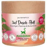 Puremetics 3in1 Dusch-Fluff Madagaskar: Vanille, Kokos & Mandel Peeling 250 g