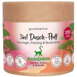Puremetics 3in1 Dusch-Fluff Madagaskar: Vanille, Kokos & Mandel Peeling 250 g