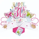 Second Nature Pop Ups Grußkarte PopUp Happy 30th Birthday Schmetterlinge