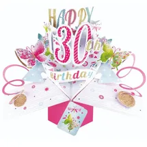Second Nature Pop Ups Grußkarte PopUp Happy 30th Birthday Schmetterlinge