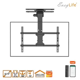 Easy Life EasyLife - TV Deckenhalter V2 Smart Home elektrisch schwenkbar drehbar, 37 bis 75 Zoll VESA 600x400, Schwarz