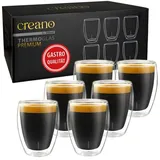 Creano PREMIUM doppelwandige Trinkgläser 250ml - 6er Set - Gastronomie Qualität - 100% Spülmaschinenfest - NEUHEIT 2024