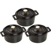 Staub Cocotte 3er Set La Cocotte Kochgeschirr 44 x 11 x 20,5cmrund 14 cm Schwarz - Schwarz