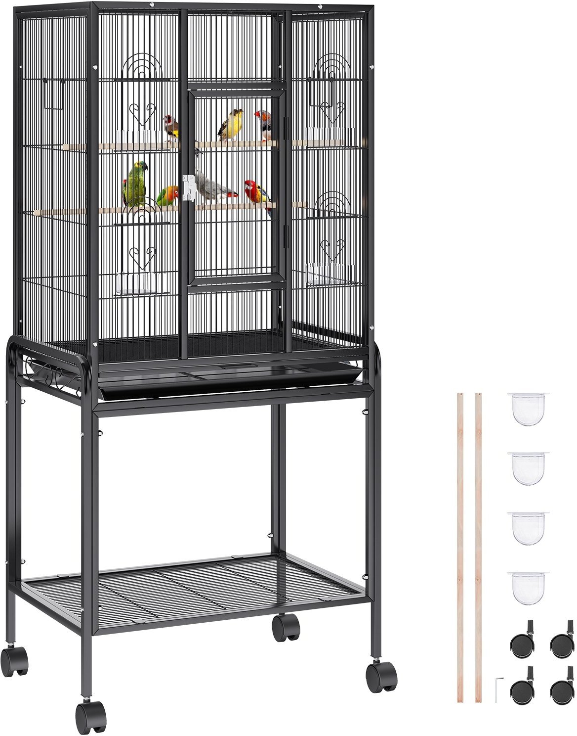 VEVOR Vogelvoliere 61x43x137cm Vogelkäfig aus Q195-Kohlenstoffstahl Vogelhaus für 2-3 mittelgroße bis große Vögel Voliere mit Schloss Vogelheim Vogelbauer