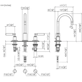 Dornbracht Tara. 135 Zweihandmischer (20710882-08)