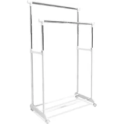 Rollgarderobe Hanger Trolley Metall Weiß, Silber Weiß / Chrom