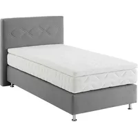 Westfalia Schlafkomfort Boxspringbett, grau, B:115cm L:210cm, Bezug: Microvelours 100%