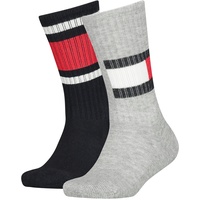 2er Pack TOMMY HILFIGER Flag Socken Kinder 758 - middle grey melange 27-30