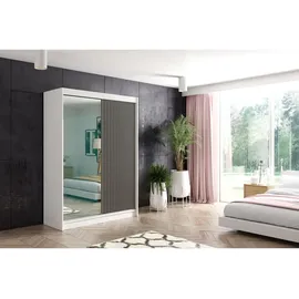 altdecor Schiebetürenschrank VILO 150 x 215 x 61 cm Weiß/Schwarz