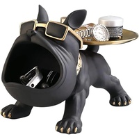 LENBEST Schlüsselbrett Schlüsselbrett Bulldogge Schlüssel Schale Schmuck Aufbewahrungsbox, (1 St., Modern Skulptur Deko für Flur Wohnzimmer), ist aus haltbarem harz schwarz