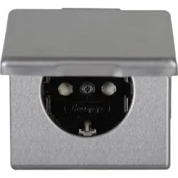 Kopp 115620083 VISION - Schutzkontakt-Steckdose, Klappdeckel, erhöhtem Berührungsschutz, Farbe: stahl