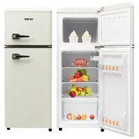 Merax Kühlschrank Retro Kühl-/Gefrierkombination BCD-102, Vintage Kühlschrank mit Metall Türgriff, verstellebaren Ablage und Füße, Doppeltür...