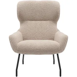 SalesFever Sessel Eloise Teddyfell 79 x 103 x 82 cm taupe mit Hocker