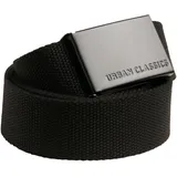 URBAN CLASSICS Unisex Gürtel Canvas Belt, One Size verstellbare Unisex Canvasgürtel, Metallschließe mit Logo-Prägung, black/black, one size