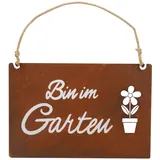 Badeko Dekotafel Bin im Garten 30 cm rostbraun