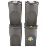 Prosperplast Sortibox Mülleimer Mülltrennsystem Abfalleimer Behälter 4x35L Grau