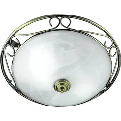 Messing Decken Lampe Wohn Zimmer Beleuchtung Marmor Optik Rustikal Glas im Set inkl LED Leuchtmittel