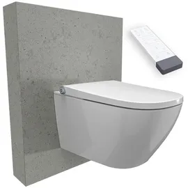 Bernstein Dusch-WC Pro+ 1104 Weiß, Spülrandloses Hänge-WC mit Bidet Funktion - Komplettanlage mit Fernbedienung Absenkautomatik selbstreinigende Düse