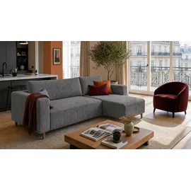 marpur Eckcouch Cordstoff 2-Sitzer Grau