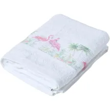 Homescapes Flamingo Handtuch 50 x 90 cm weiß