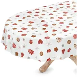 ANRO Tischdecke abwaschbar Oval 140 x 160 cm Weiß
