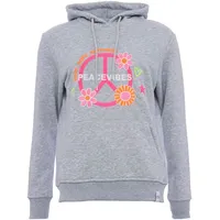 Zwillingsherz Hoodie »Roswita«, mit floraler Peace-Strickerei in Neonfarben Gr. L/XL, grau-meliert, , 96605606-L