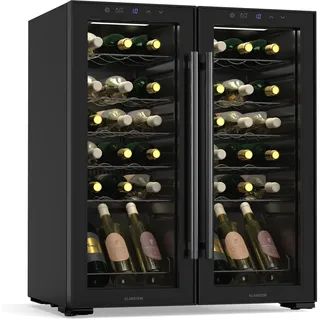 Klarstein Shiraz Weinkühlschrank 2 Zonen - 36 Flaschen, Freistehend, 5-18 °C, LED-Beleuchtung, Touch-Bedienung, Elegantes Design, Weinklimaschrank