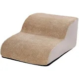 perfk Hundetreppe für kleine Hunde, Hunderampe Leicht Bequeme für hohe Bett hohe Dichteschaum Haustier Rampststufen für ältere Hunde, Beige