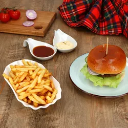2er Set FRIES Pommes-Schale oval weiß aus Porzellan 19,5x10,7cm – 24302114