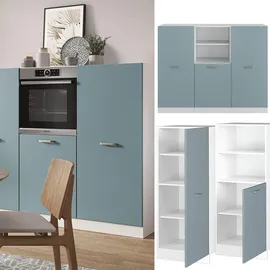 Vicco Küchenzeile R-Line 180 cm Blau-Grau/Weiß