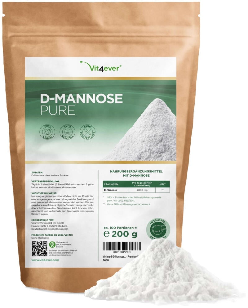 D-Mannose Pulver - 250 g - 100 Tagesportionen mit 2 g